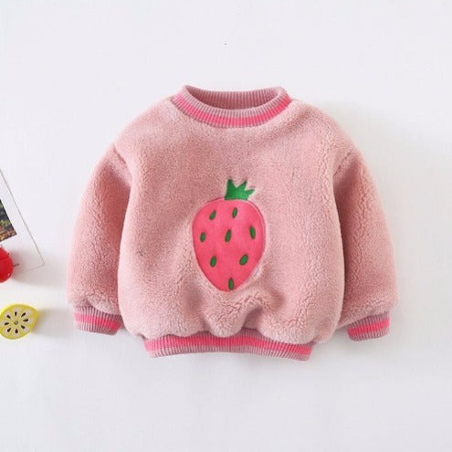 Kid Baby Girl Plush Thickened Warm Sweater
