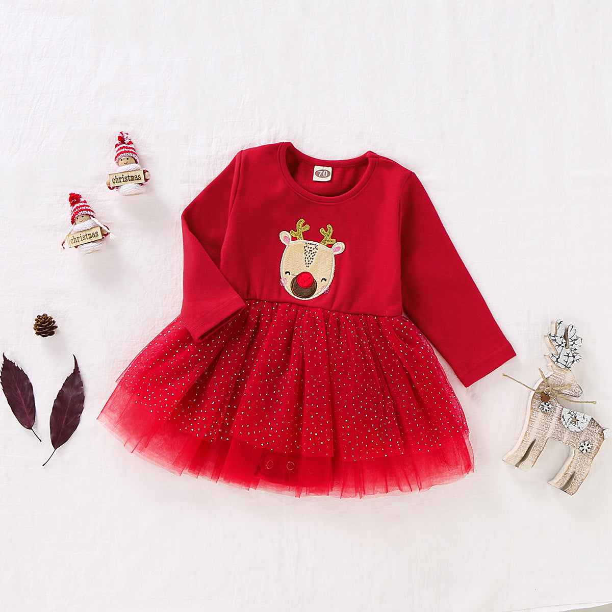Girl Christmas Dress Gauze Cute Fashion Sister Dresses