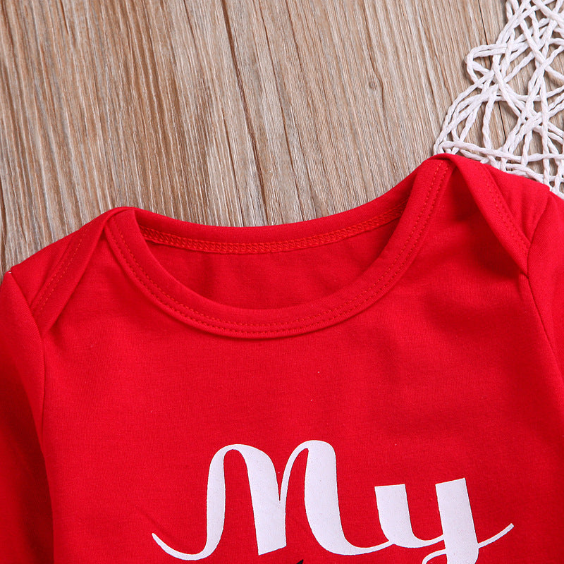 Kids Baby Long Sleeve Christmas Letter Creeper Sets 3 Pcs