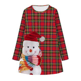 Kid Girls Long Sleeve Round Neck Snowman Christmas Digital Print Dress
