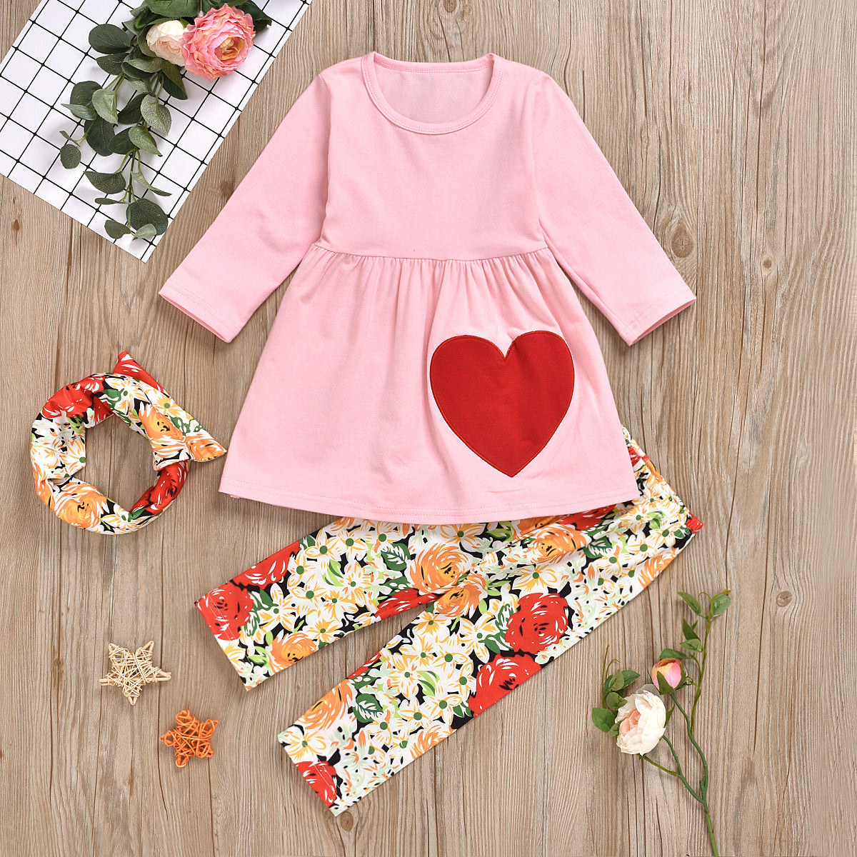Toddler Girl Valentine's Day Love Long Sleeves 2 Pcs Set