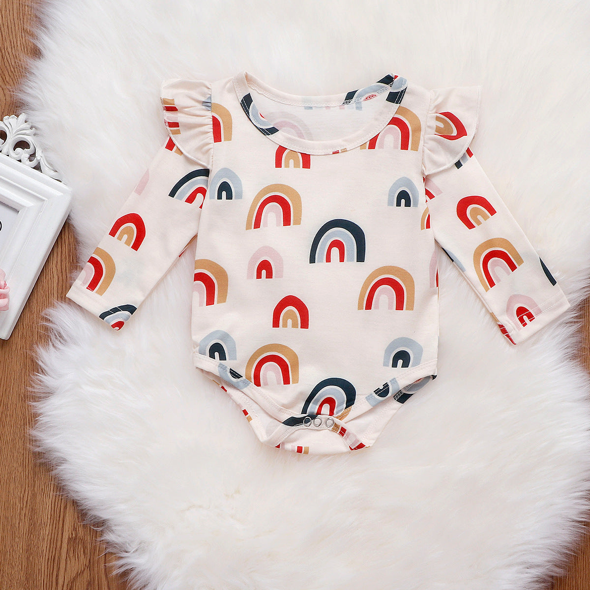 Baby Girl Exotic Rainbow Jumpsuit Ruffled 2 Pcs Suit Outfits