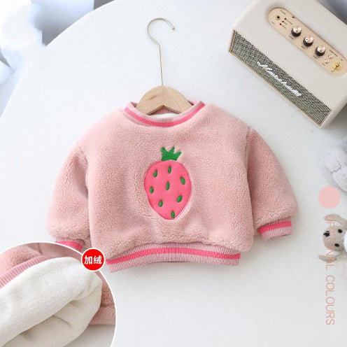 Kid Baby Girl Plush Thickened Warm Sweater