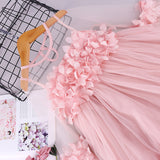 12M-6Y Kid Baby Girl Sweet Lace Petal Middle Sleeve Flower Dress