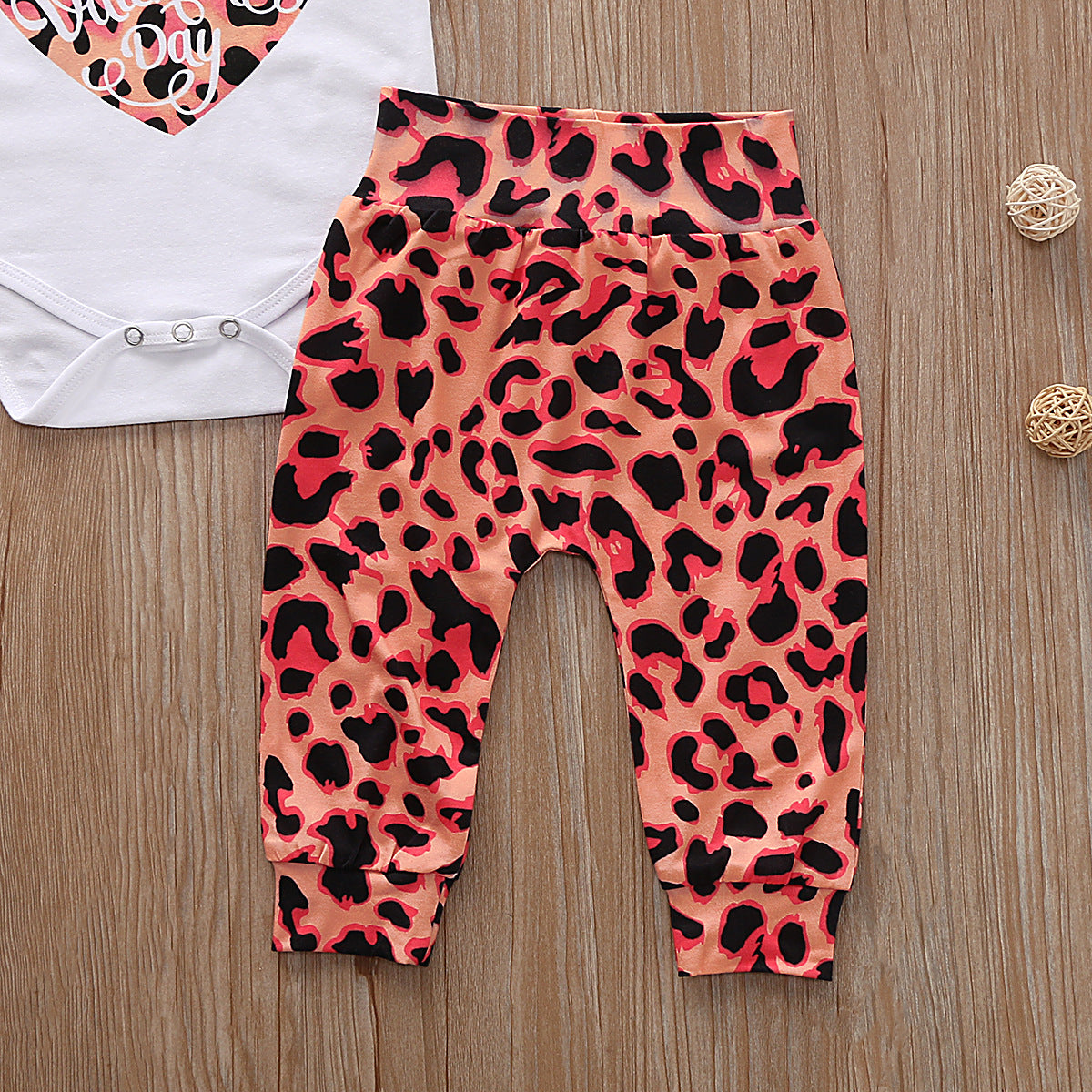 Baby Girl Valentine's Day New Leopard Print 3 Pcs Set