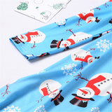 Family Matching Mother Daughter Long Sleeve Christmas Print Dresses