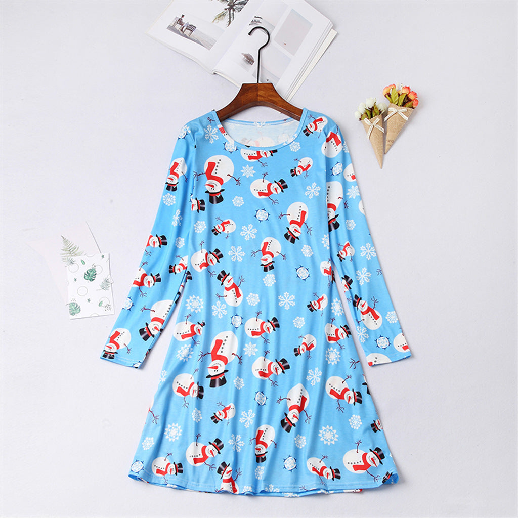 Family Matching Parent-child Mother-daughter Long Sleeve Print Dresses