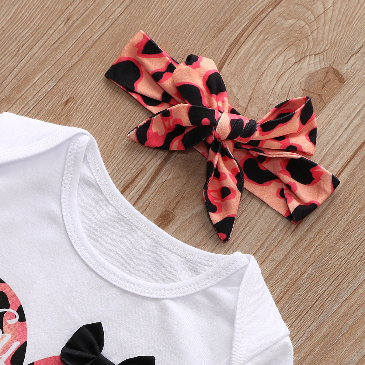 Baby Girl Valentine's Day New Leopard Print 3 Pcs Set