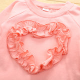 Baby Girl Valentine's Day Round Neck Long Sleeve Striped 2 Pcs Sets