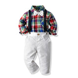 Baby Boy Plaid Suspenders Christmas 2 Pcs Set suits
