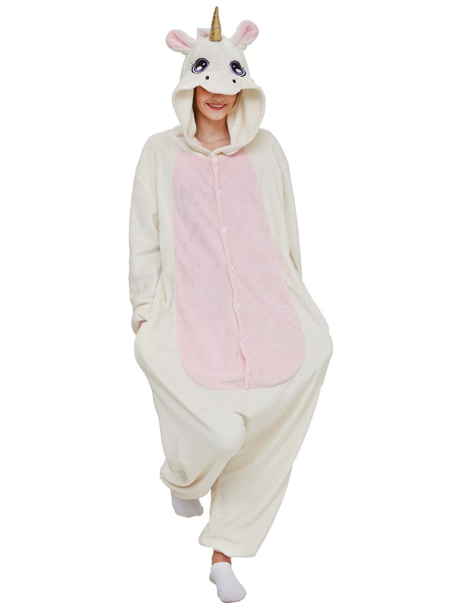 Family Matching Flannel Golden Fur Unicorn Animal One-piece Pajamas