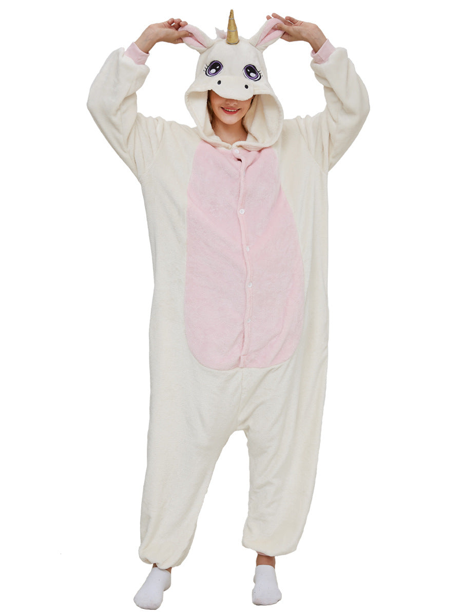 Family Matching Flannel Golden Fur Unicorn Animal One-piece Pajamas