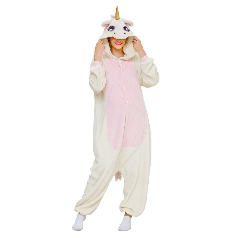 Family Matching Flannel Golden Fur Unicorn Animal One-piece Pajamas