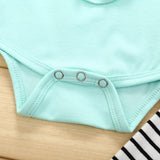 Baby Girl Valentine's Day Round Neck Long Sleeve Striped 2 Pcs Sets