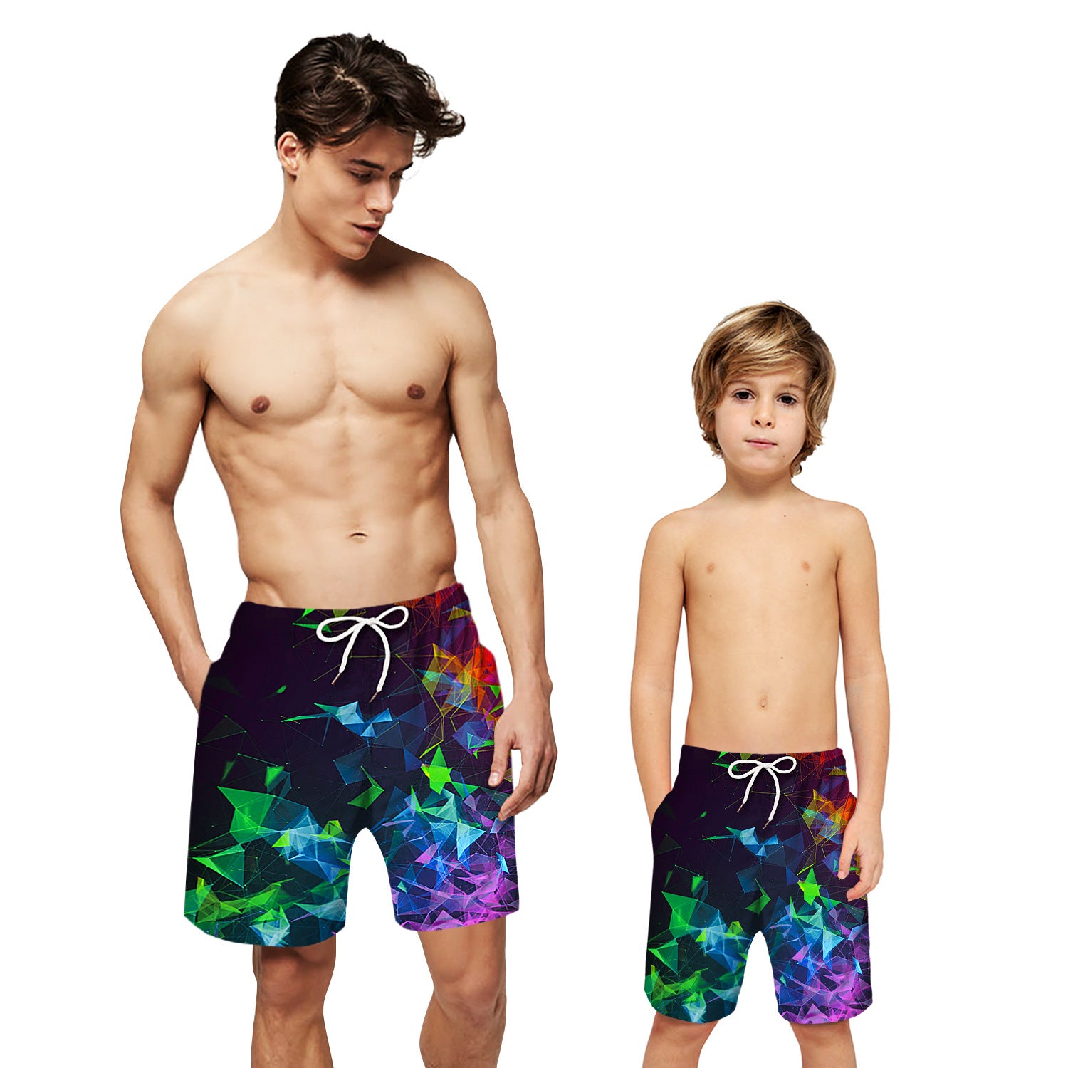 Family Matching Father Son Fog Digital Printing Holiday Loose Leisure Pants