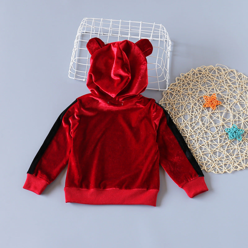 Kid Baby Girls Hooded Small Ears Long Sleeve Suit 2 Pcs Sets