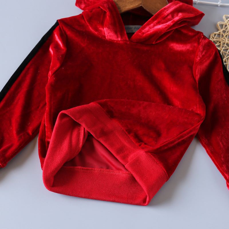 Kid Baby Girls Hooded Small Ears Long Sleeve Suit 2 Pcs Sets