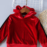 Kid Baby Girls Hooded Small Ears Long Sleeve Suit 2 Pcs Sets