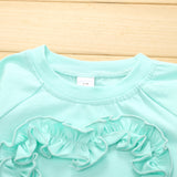 Baby Girl Valentine's Day Round Neck Long Sleeve Striped 2 Pcs Sets