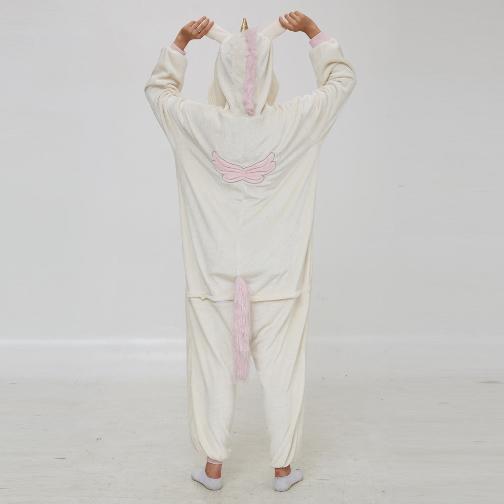Family Matching Flannel Golden Fur Unicorn Animal One-piece Pajamas