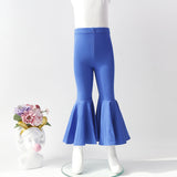 Kid Baby Girl Leggings Stretch Cotton Hem Bell Bottoms Solid Pants