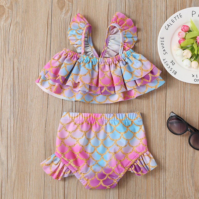 Kid Baby Girl Summer Printed Fashionable Beach Swimsuit Suits