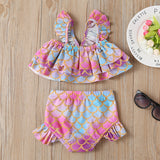 Kid Baby Girl Summer Printed Fashionable Beach Swimsuit Suits