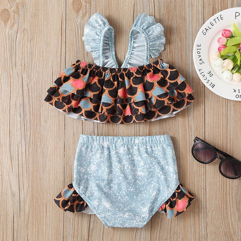 Kid Baby Girl Summer Printed Fashionable Beach Swimsuit Suits