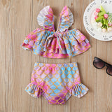Kid Baby Girl Summer Printed Fashionable Beach Swimsuit Suits