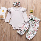 Baby Girls Long Sleeve Ruffle Solid 2 Pcs Set