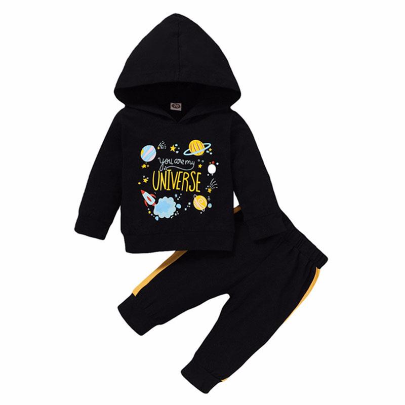 Baby Boys Girls Cartoon Print Long Sleeve Sets 2 Pcs Suits