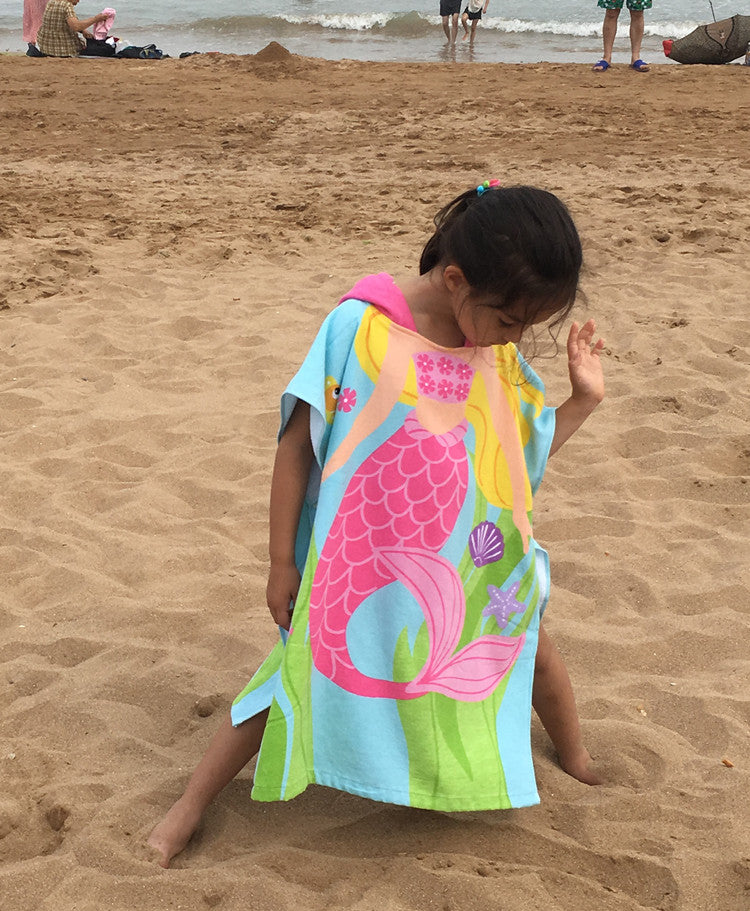 Kid Baby Toddlers Cotton Beach Towel Multi-use Swim Poncho Bathrobe Pajamas 2-7 Years