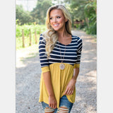 Family Matching Women Stitching Striped Top Parent-child Shirts