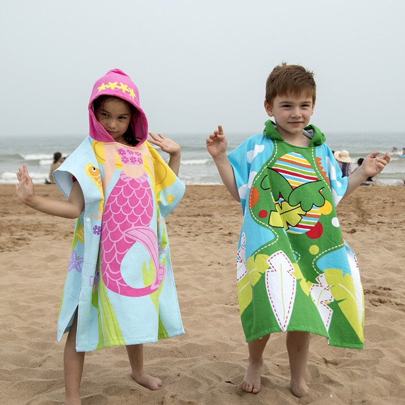 Kid Baby Toddlers Cotton Beach Towel Multi-use Swim Poncho Bathrobe Pajamas 2-7 Years