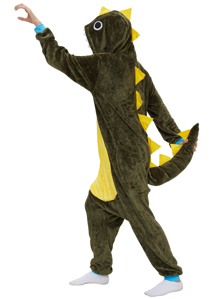 Family Matching Army Green Spiny Dragon Cartoon Animal Cute Pajamas