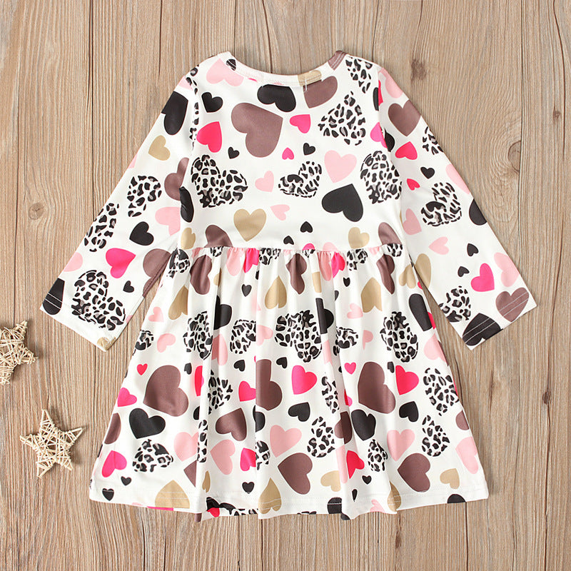 Kid Baby Girl Long Sleeve Love Spring Autumn Valentine's Day Flower Dresses