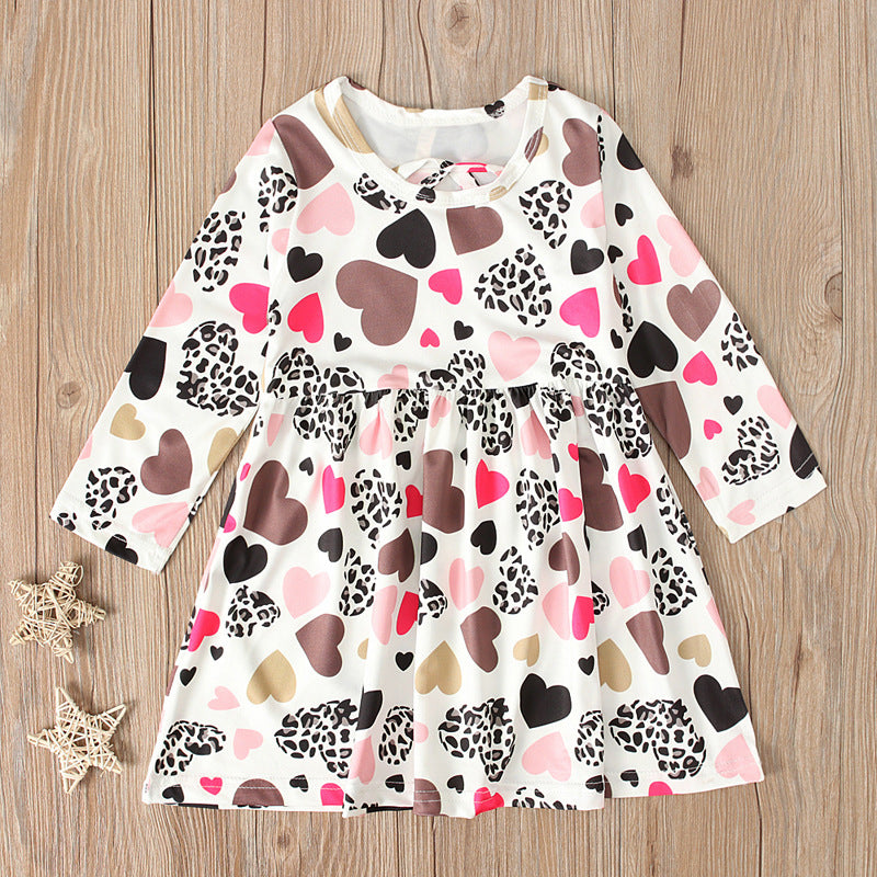 Kid Baby Girl Long Sleeve Love Spring Autumn Valentine's Day Flower Dresses