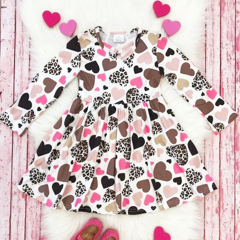 Kid Baby Girl Long Sleeve Love Spring Autumn Valentine's Day Flower Dresses