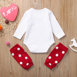 Baby Girl Valentine's Day Print Letter Long Sleeve  Leg Polka Dot Set 2 Pcs Sets