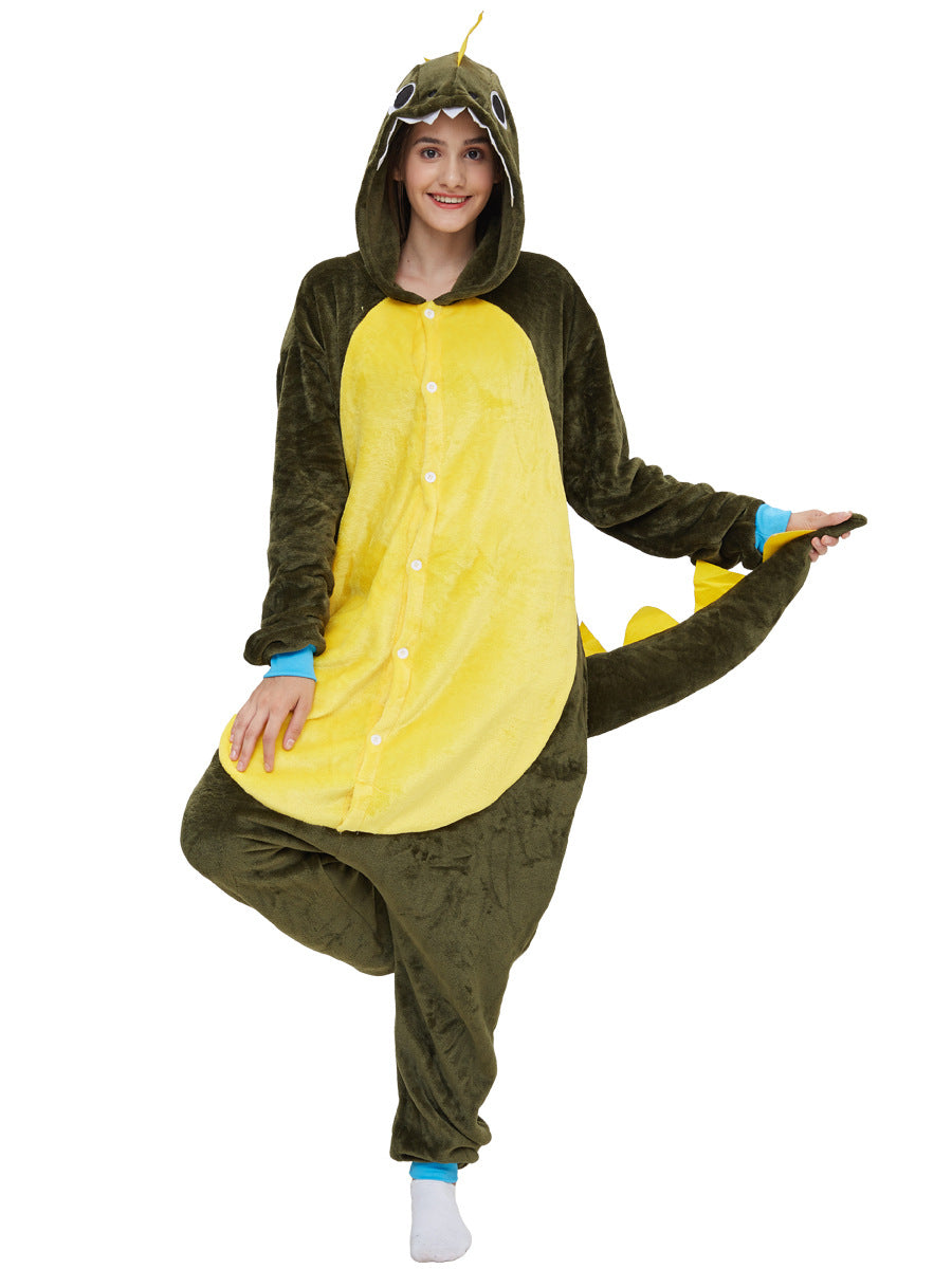 Family Matching Army Green Spiny Dragon Cartoon Animal Cute Pajamas