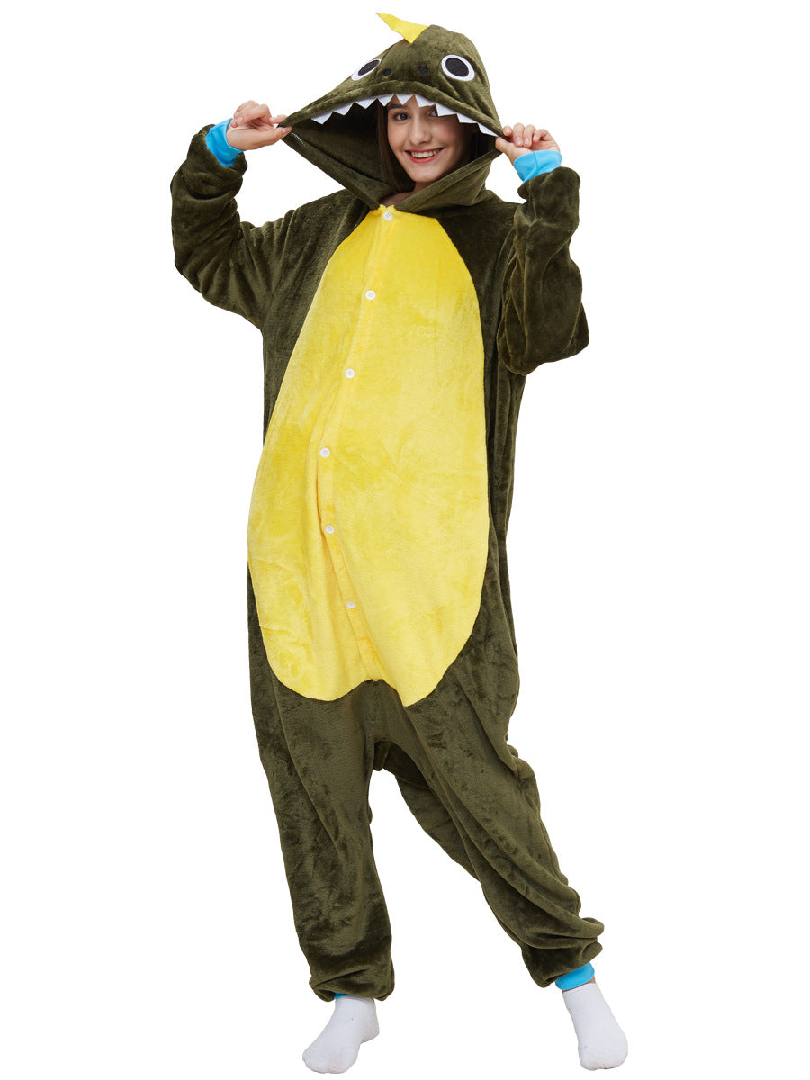 Family Matching Army Green Spiny Dragon Cartoon Animal Cute Pajamas