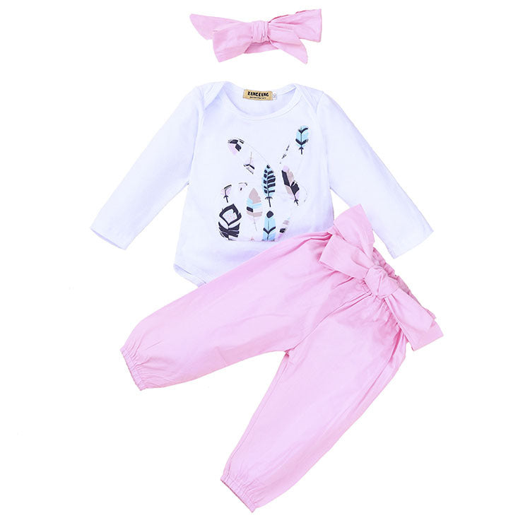 Baby Girl Easter Bunny Pink Bow Ins Printed 2 Pcs