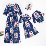 Family Matching Printed Mother-daughter Mid-sleeve Dress