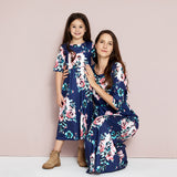 Family Matching Printed Mother-daughter Mid-sleeve Dress
