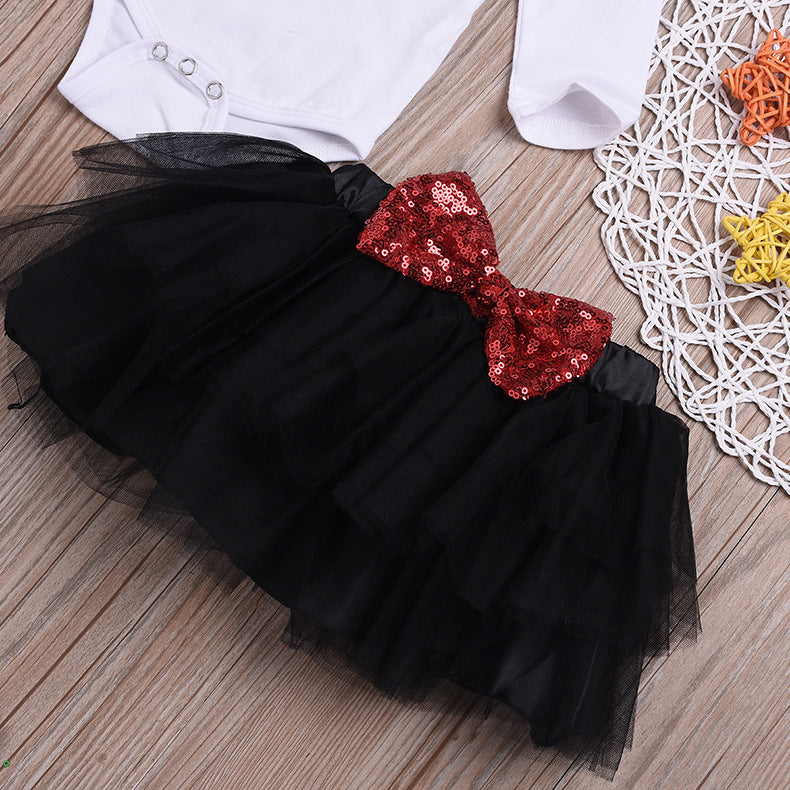 Baby Girl Valentine's Day Onesie Mesh 2 Pcs Sets
