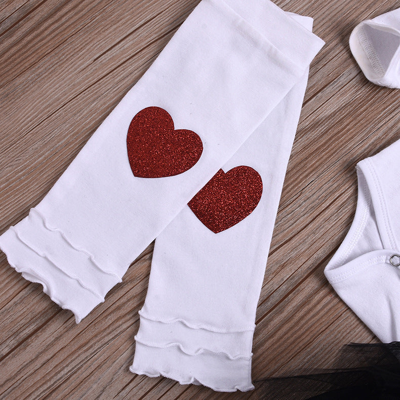 Baby Girl Valentine's Day Onesie Mesh 2 Pcs Sets