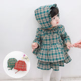 Baby Girl Lolita Dress Plaid Style Dress  2 Pcs