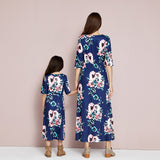 Family Matching Printed Mother-daughter Mid-sleeve Dress