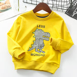 Kid Girl Cartoon Dinosaur Printed Sweatshirt Crew Neck Shirt