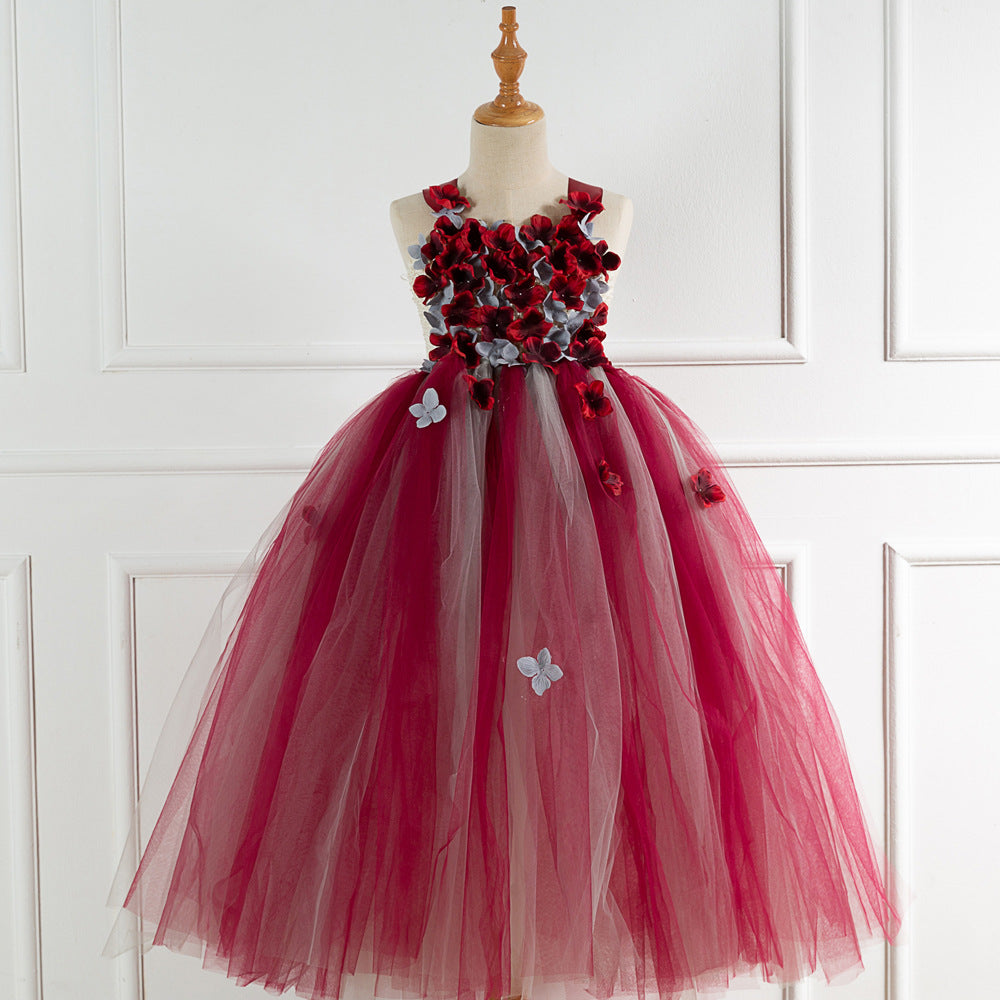 Kid Baby Girl Long Petal Dress Wedding Unicorn Fluffy Performance Dress